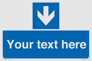 Custom Mandatory directional sign, blue arrow down